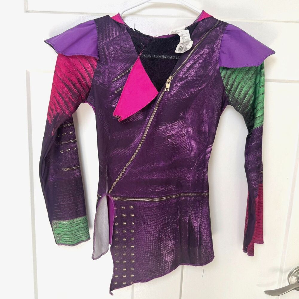 Disney Descendants Mal Costume Girls L 10-12 Purple Dragon Jumpsuit Halloween